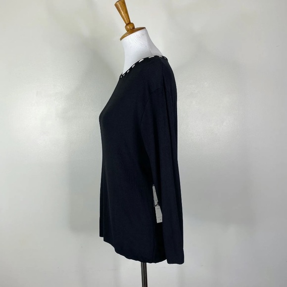 NWT Finity Black Sweater Woven Neckline Sz. XL - Picture 4 of 9